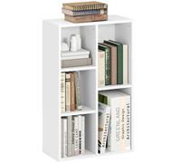 Bookshelf White Particle Board 50W x24D x80H cm 5-Compartment Two-Tier Stackable