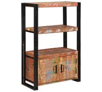 vidaXL Bookshelf with Doors Brown Solid Acacia Wood and Metal
