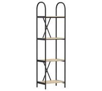 Bookshelf Grey Sonoma 40x30x146cm Engineered Wood Shelves Modern Black Frame