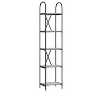 Bookshelf 40x30x183cm Smoked Oak Engineered Wood 5-Shelf Black Frame Modern Slim