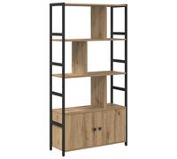 Bookshelf Tiered Engineered Wood Artisan Oak 80x30x155.5cm 2-Door Storage Urban