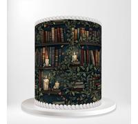 Bookshelves Botanical Wrap Around Print A4 Edible Paper Icing Sheet Cake Topper Side Ribbon Border Decor for Personalised Themed Decorations N5