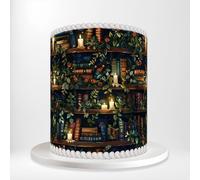 Bookshelves Botanical Wrap Around Print A4 Edible Paper Icing Sheet Cake Topper Side Ribbon Border Decor for Personalised Themed Decorations N9