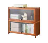 Bookshelves Desktop Bookcase 2 Tier Bamboo Storage, with Hovering Transparent Plastic Door Organizer Rack, for Office Books Display Shelf Modern(L80xW32xH73 cm)