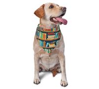 Bookshelves Full of Books Print Dog Bandana 1 Pack Triangle Scarf Washable Birthday Adjustable Bib Handkerchief for Neutral Large Dogs