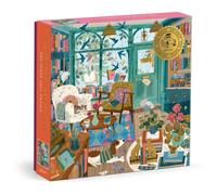 Galison Puzzle - Bookshop Afternoon - 500-Piece Foil, Bright Bookshop Artwork for Adults & Families