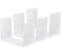 Bookstand Acrylic Bookends, 6 Pack Plastic L-Shaped Book Ends for Shelves Desktop Bookshelf Magazine Organizer Stand Holder for Study Room(White)