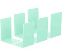 Bookstand Acrylic Bookends, 6 Pack Plastic L-Shaped Book Ends for Shelves Desktop Bookshelf Magazine Organizer Stand Holder for Study Room(Green)