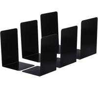 Bookstand Acrylic Bookends, 6 Pack Plastic L-Shaped Book Ends for Shelves Desktop Bookshelf Magazine Organizer Stand Holder for Study Room(Black)