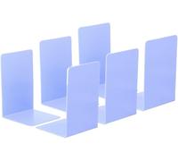 Bookstand Acrylic Bookends, 6 Pack Plastic L-Shaped Book Ends for Shelves Desktop Bookshelf Magazine Organizer Stand Holder for Study Room(Blue)