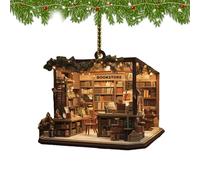 Bookstore Christmas Tree Ornaments, 2D Flat Bookshop Christmas Tree Decorations, Book Christmas Tree Pendant, Book Lover Hanging Ornament for Book Club, Reading Room, Library