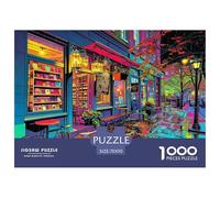 Bookstore Exterior Jigsaw Puzzles Puzzle for Adults Kids. 1000 Pieces Rainy Night Impossible Challenge Toy Educational Game Home Decoration for Adults& Kids Age 14 Years Up 70x50cm/1000pcs