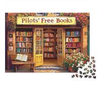 Bookstore Facade 1000 Piece Jigsaw Puzzles Pilots' Free Books Library Adults Aged 12 And Above Educational Games Home Decoration Challenge High Difficulty Birthday 52x38cm