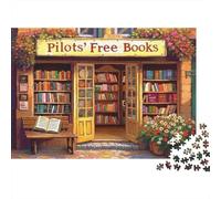 Bookstore Facade Family Puzzle Lovers 1000 Pieces Thick Paper Brain Training Puzzle Birthday Party Game 70x50cm/1000pcs