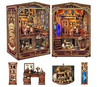 BookTop DIY Book Nook Kit, Tiny House kit with LED Lights and Dust Cover, 3D Wooden Puzzle Book Nook Kits for Adults, Best Birthday for Friends Family Lovers(Magic Studio)