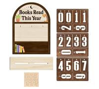 BookTracker Sign - Reading Progress Board, Wooden BookLog Display, Trackable Decorative Reader Organizer | Visual For Home Library Classroom Office BookLovers Motivation Decor