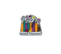 Booktrovert Floral Bookish Books Lover Enamel Pin, Funny Book Addict Pin Brooch For Introvert Reader Bibliophile Librarian, Bookish Reading Humor Brooch Badge, Retro Reader Lapel Badges, Bookworm