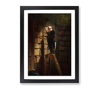 Bookworm By Carl Spitzweg Classic Painting Framed Print | A3 Black Framed Wall Art | Ready to Hang | Classic Historical Picture | Living Room Bedroom Lounge Office