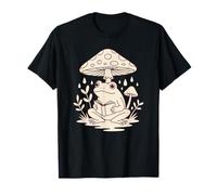 Bookworm Frog Relaxes in the Forest Next to Tiny Mushrooms T-Shirt
