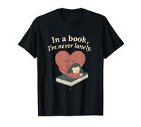 Bookworm Heart Hug Soft Serif Quote Rose Ivory Teal T-Shirt