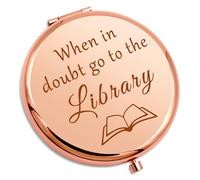 Bookworm Librarian Reader Gift Idea Compact Makeup Mirror Book Lover Gifts for Girls Library Bookish Friend Coworker Folding Makeup Mirror Funny Christmas Birthday Retirement Presents for Librarians