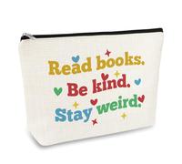Bookworm Makeup Bag Book Lover Gifts for Women Librarian Bookish Readers Cosmetic Bag Book Club Gift Birthday Graduation Gifts for Books Lover Teacher Friends Daughter Zipper Travel Toiletry Pouch