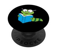 Bookworm Nerd Reading Illustration PopSockets Adhesive PopGrip