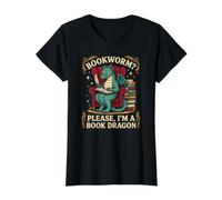 Bookworm Please I am a Book Dragon Reading Cozy Stories Value Graphic T-Shirt, Women, Black, M