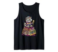 Bookworm Raccoon Reading Stack of Books Trash Panda Kids Tank Top
