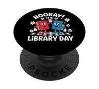 Bookworm Reading Books Hooray It's Library Day PopSockets Adhesive PopGrip