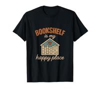Bookworm Reading Graphic My Bookshelf Is My Happy Place T-Shirt