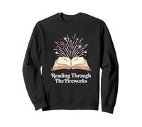 Bookworm Reading Through Fireworks Bibliophile Sweatshirt