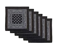 Boolavard 100% Cotton 1pcs, 6pcs or 12pcs Pack Bandanas with Original Paisley Pattern Colour of Choice Headwear/Hair (6 Black)