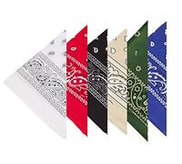 BOOLAVARD 100% Cotton 6pcs Pack Bandanas with Original Paisley Pattern Colour of Choice Headwear/Hair (6 Set)