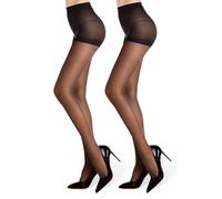 Boolavard 2/3/4 Pack Sheer Elastic Pantyhose 20D, High Waist Footed Tights, Women's Stockings & Hosiery (UK, Alpha, L, Regular, Regular, 2 Black)