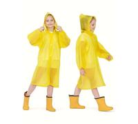 Boolavard 2 Pack Boys Girls Rain Plain Lightweight Portable Hooded Raincoat, Reusable Waterproof Rain Ponchos
