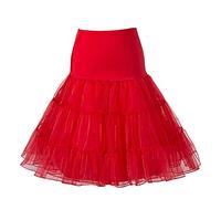 Boolavard 26" Retro 50s Underskirt Swing Vintage Petticoat Fancy Net Skirt Red