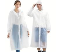 Boolavard 2pc Unisex Adult Portable Raincoat, Transparent EVA Rain Poncho With Drawstring Hood And Sleeves, Reusable Waterproof Rainwear For Outdoor Activities, Travel & Emergency