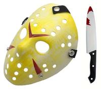Boolavard 2Pcs Halloween Cosplay Mask Knife Set for Adult Costume Horror Yellow Decor Prop
