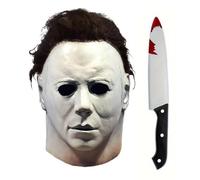 Boolavard 2Pcs Michael Myers Masks Knife Set Halloween Horror Cosplay Costume Latex Props