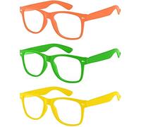 Boolavard 3 Pairs Kids Clear Lens Glasses Protect Child's Eyes from UVB UVA Blocking (Orange, Green, Yellow)
