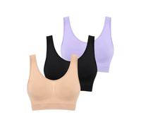 Boolavard 3PCS/Set Seamless Bras for Women Unwired Brassiere No Pads Crop Top Soft Sports Tank Bras Female Sexy Lingerie Vest (UK, Alpha, XXL, Regular, Regular, Beige Black Lilac)