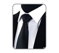 Boolavard Classic Men's Silk Tie Necktie Woven JACQUARD Neck Ties (Black)