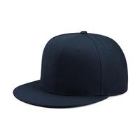Boolavard Classic Snapback Hat Cap Hip Hop Style Flat Bill Blank Solid Color Adjustable Size (Navy)