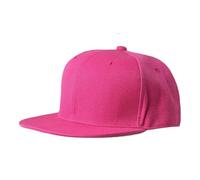 Boolavard Classic Snapback Hat Cap Hip Hop Style Flat Bill Blank Solid Color Adjustable Size (Rose Red)