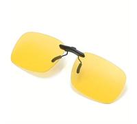 Boolavard Clip on Polarized Night Vision, Driving Sunglasses UV 400 Blocker To Wear Over Prescription Glasses (Yellow)