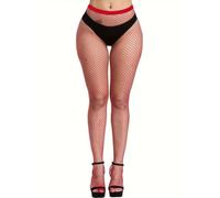 Boolavard Fishnet Stockings, High Waist Tights for Women, Sparkle Rhinestone Fishnets Party, Fish Net Tights Ladies Plus Size One Size Fit All (UK, Alpha, One Size, Regular, Regular, Red)
