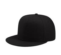 Boolavard Flat Bill Visor Classic Snapback Hat Blank Adjustable Brim High Top End Trendy Color Style Plain Tone Baseball Cap (Black)