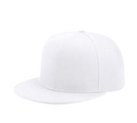 Boolavard Flat Bill Visor Classic Snapback Hat Blank Adjustable Brim High Top End Trendy Color Style Plain Tone Baseball Cap (White)