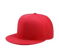 Boolavard Flat Bill Visor Classic Snapback Hat Blank Adjustable Brim High Top End Trendy Color Style Plain Tone Baseball Cap (Red)